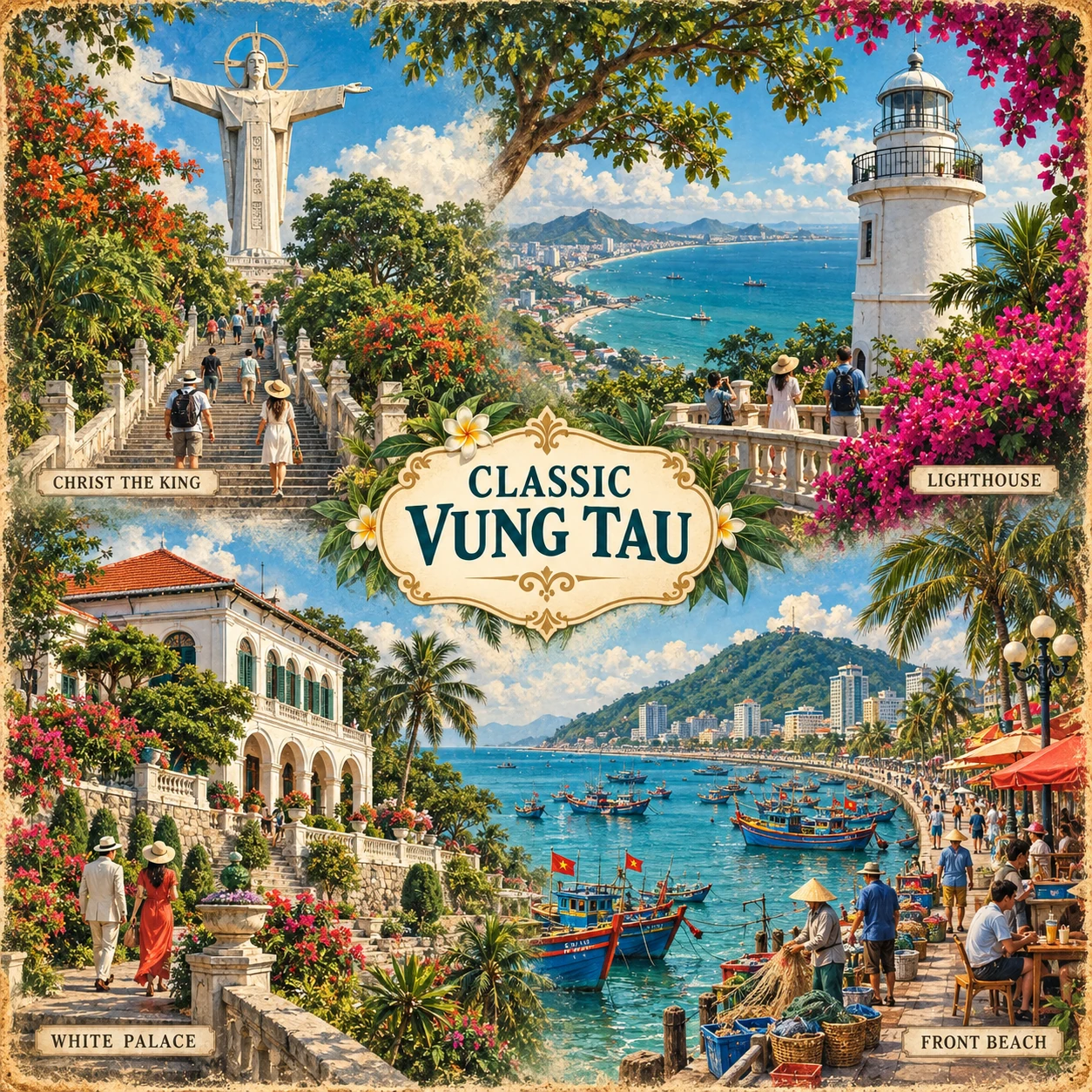 Illustrated Classic Vung Tau Highlights route in Vung Tau