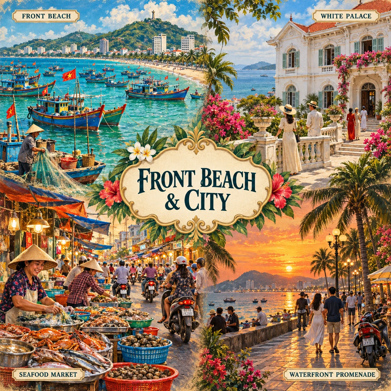 Illustrated Front Beach and City route in Vung Tau