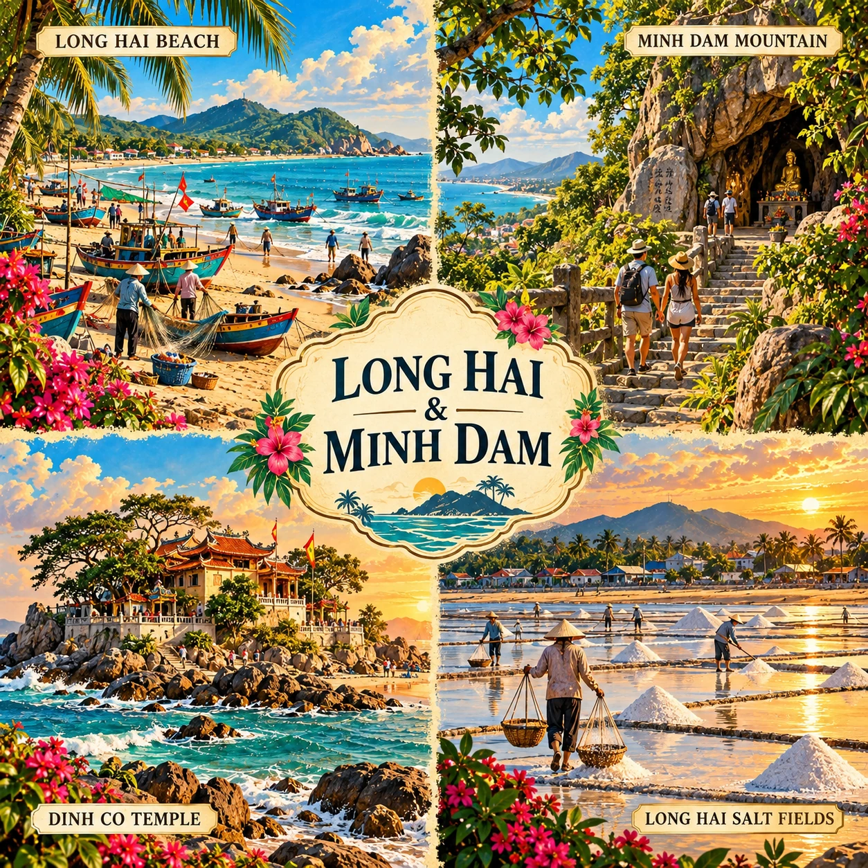 Illustrated Long Hai and Minh Dam route in Vung Tau