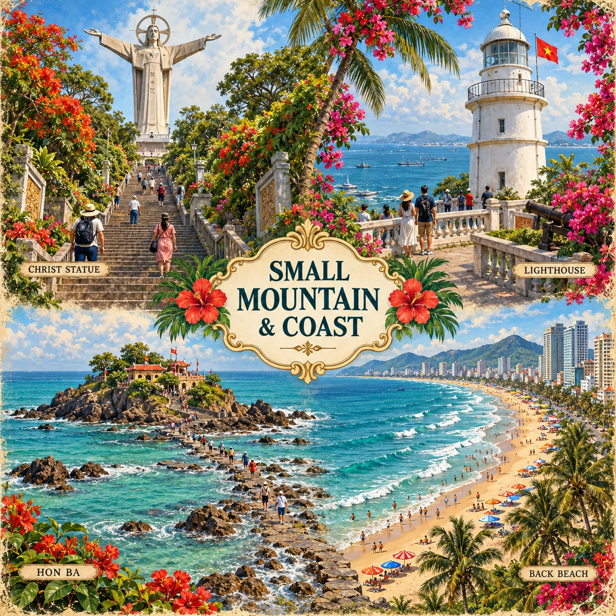 Illustrated Small Mountain Coastal route in Vung Tau