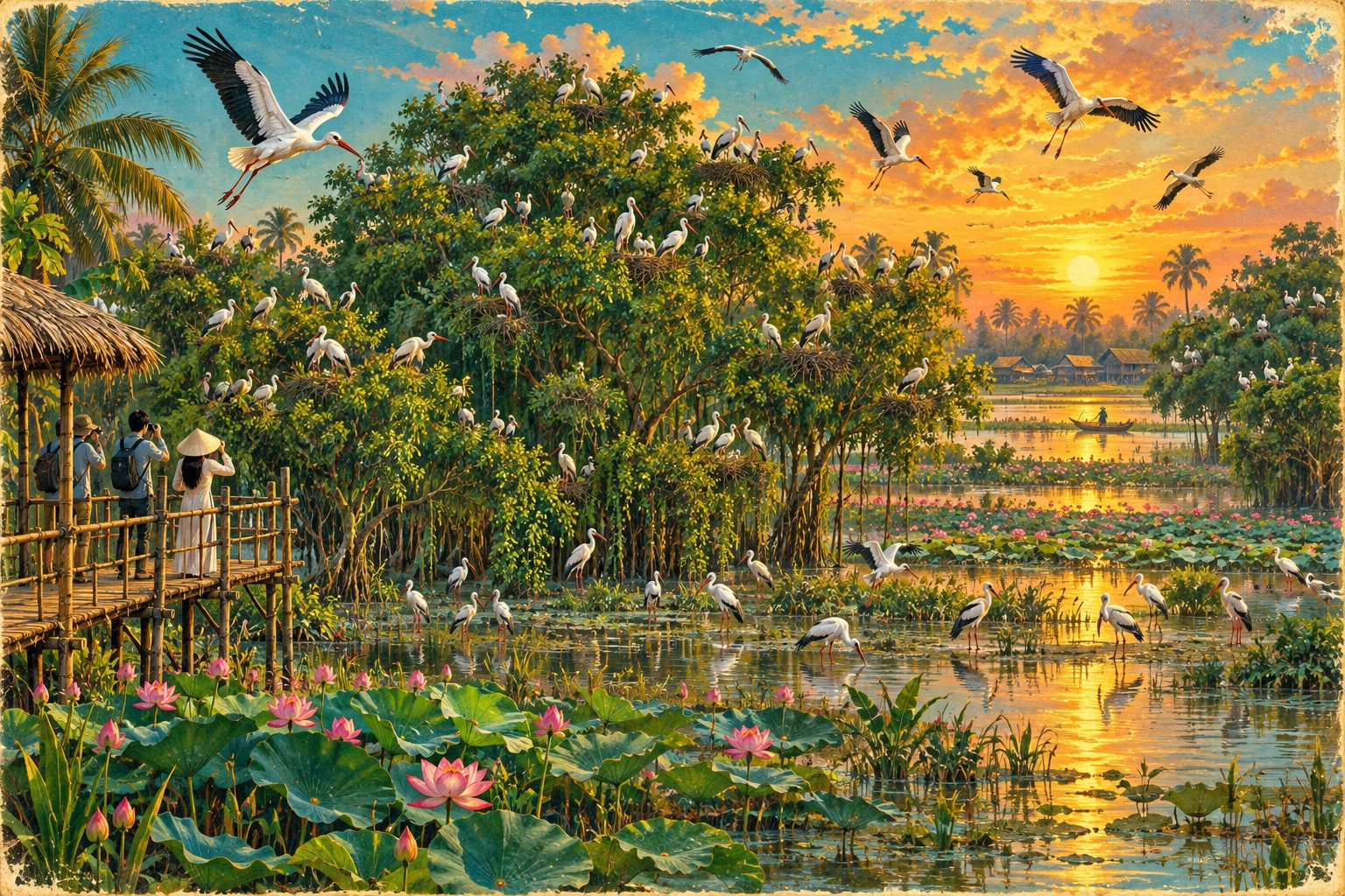 Atmospheric illustrated view of Bang Lang Stork Garden