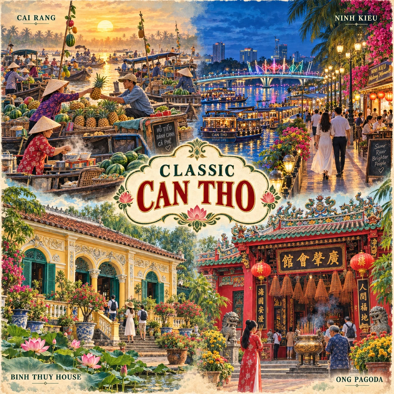 Illustrated Classic Can Tho Highlights route in Can Tho