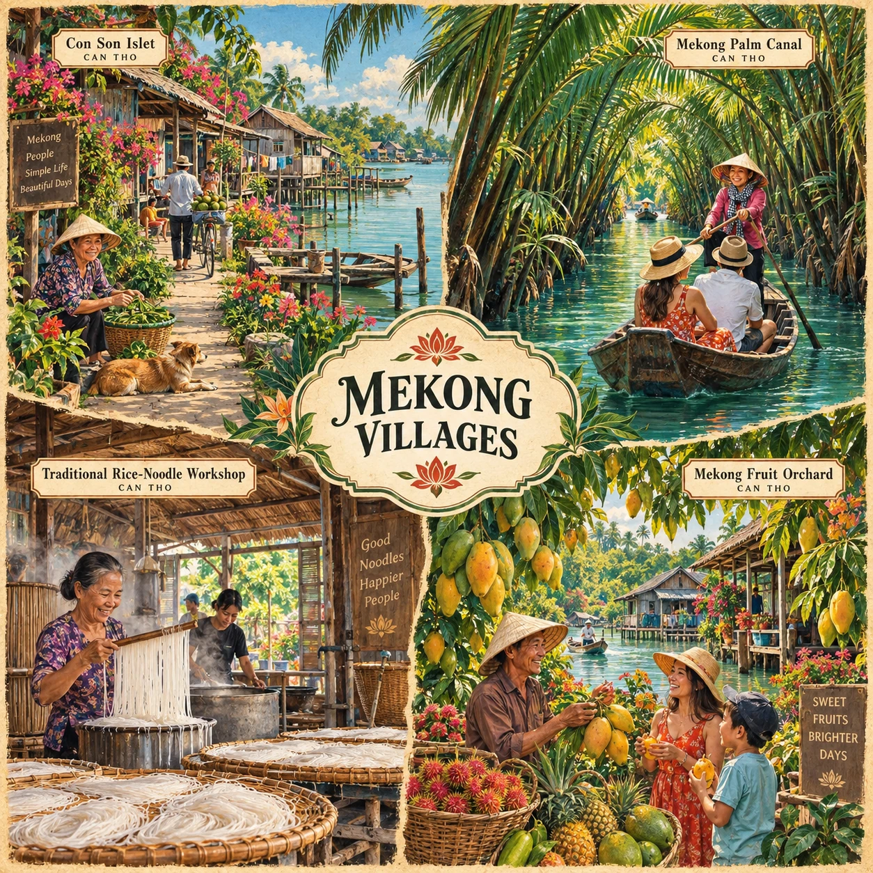 Illustrated Mekong Villages route in Can Tho