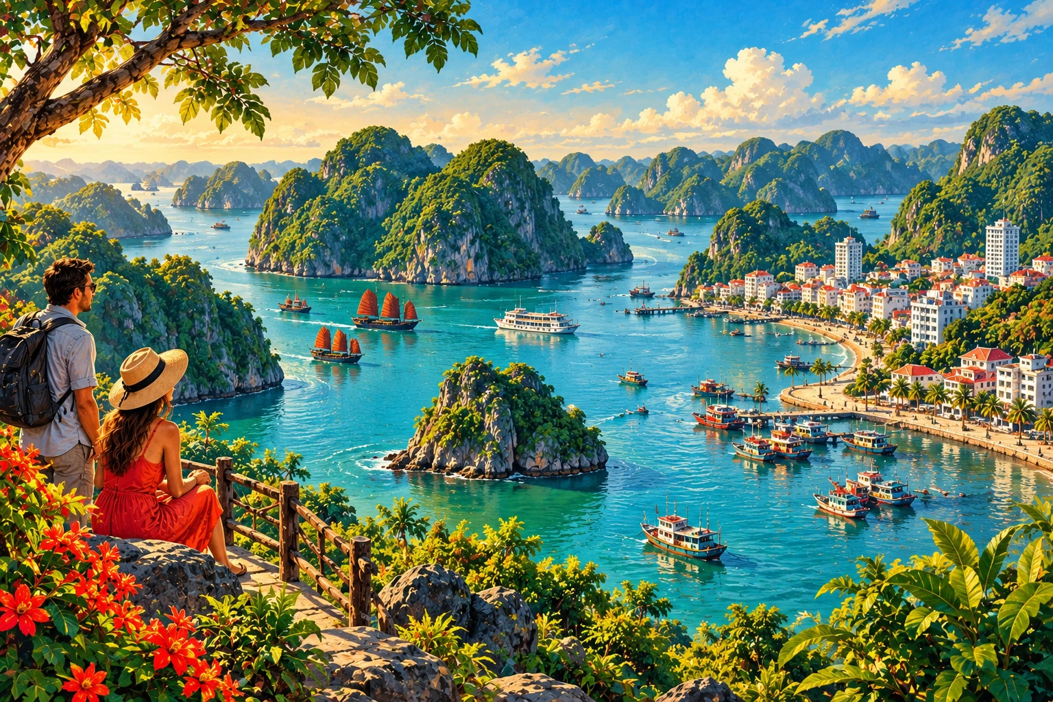 Illustrated view of Cat Ba Island in Hai Phong