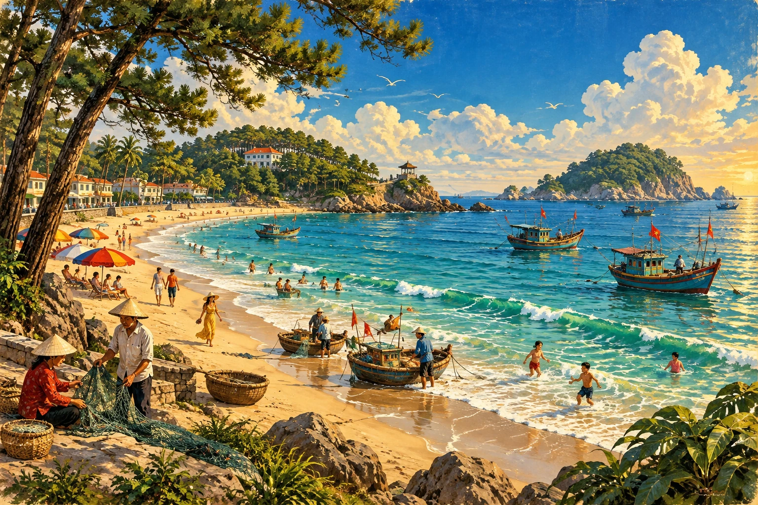 Illustrated view of Do Son Beach in Hai Phong