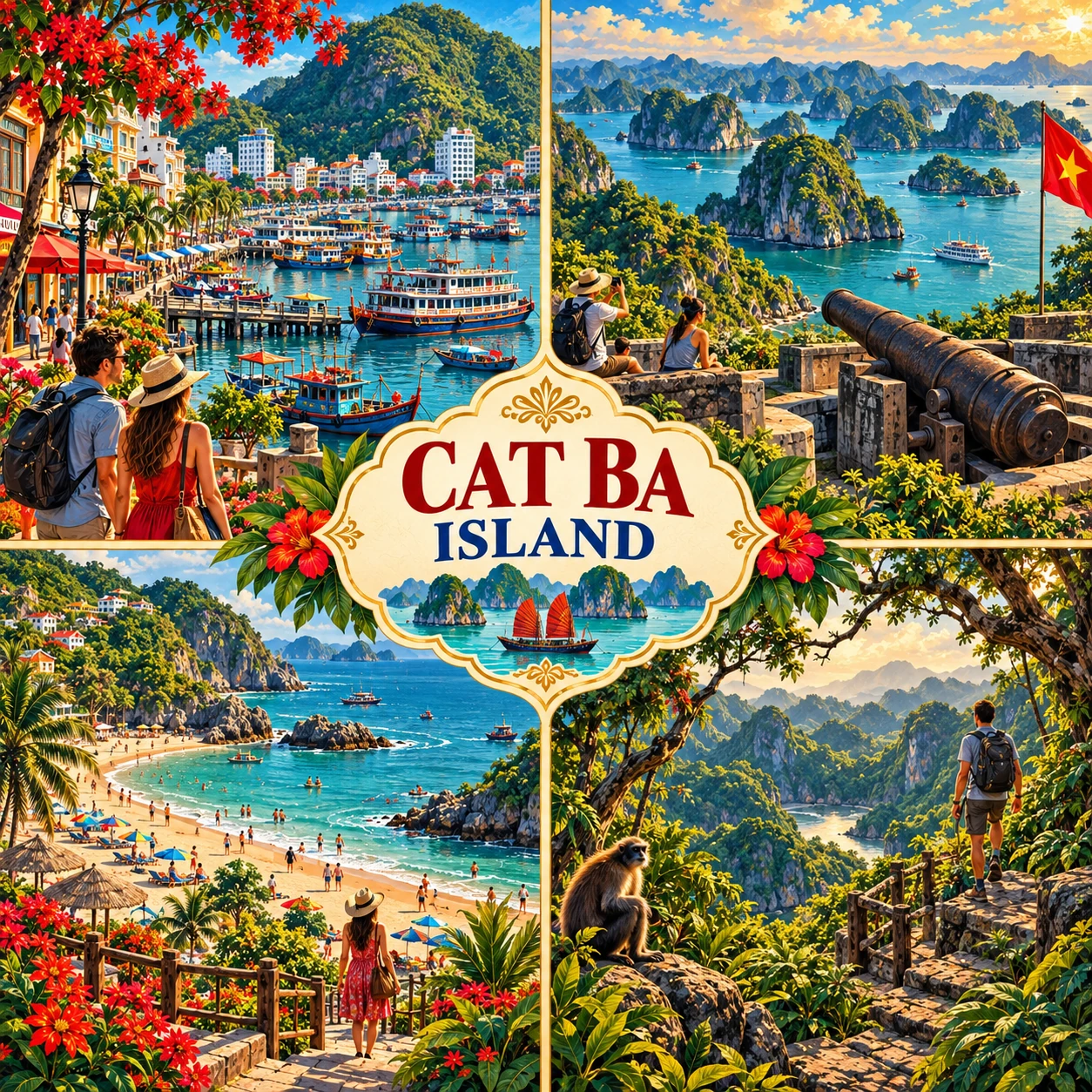 Illustrated Cat Ba Island route in Hai Phong