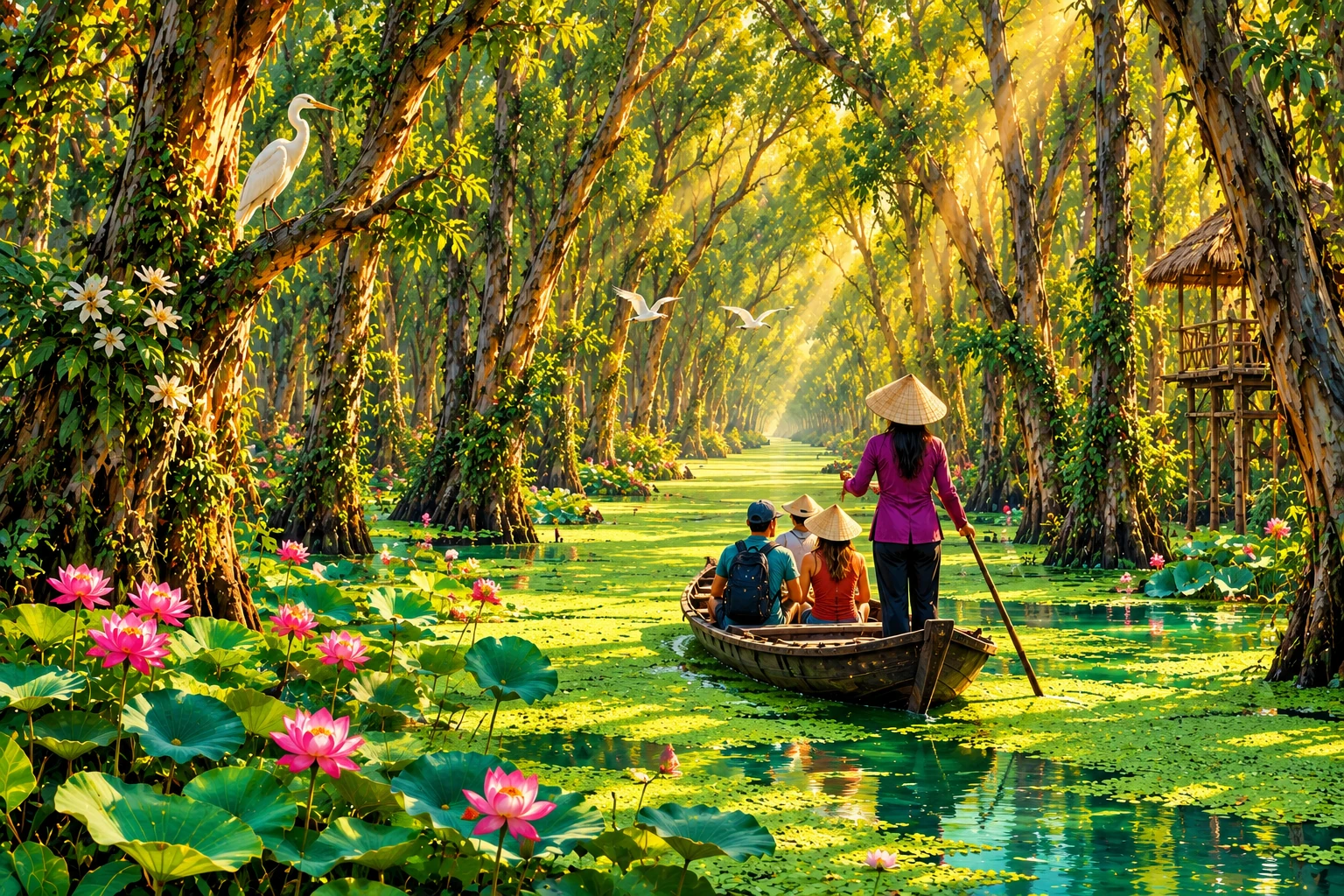 Illustrated view of Tra Su Cajuput Forest in An Giang