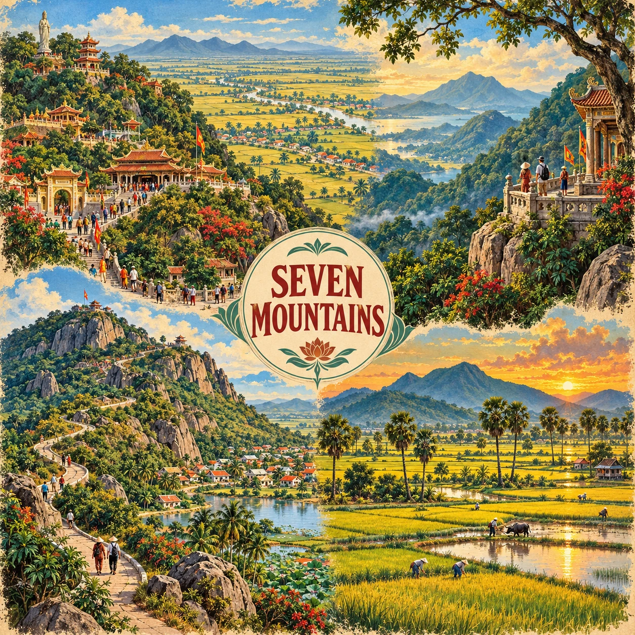 Illustrated Seven Mountains route in An Giang