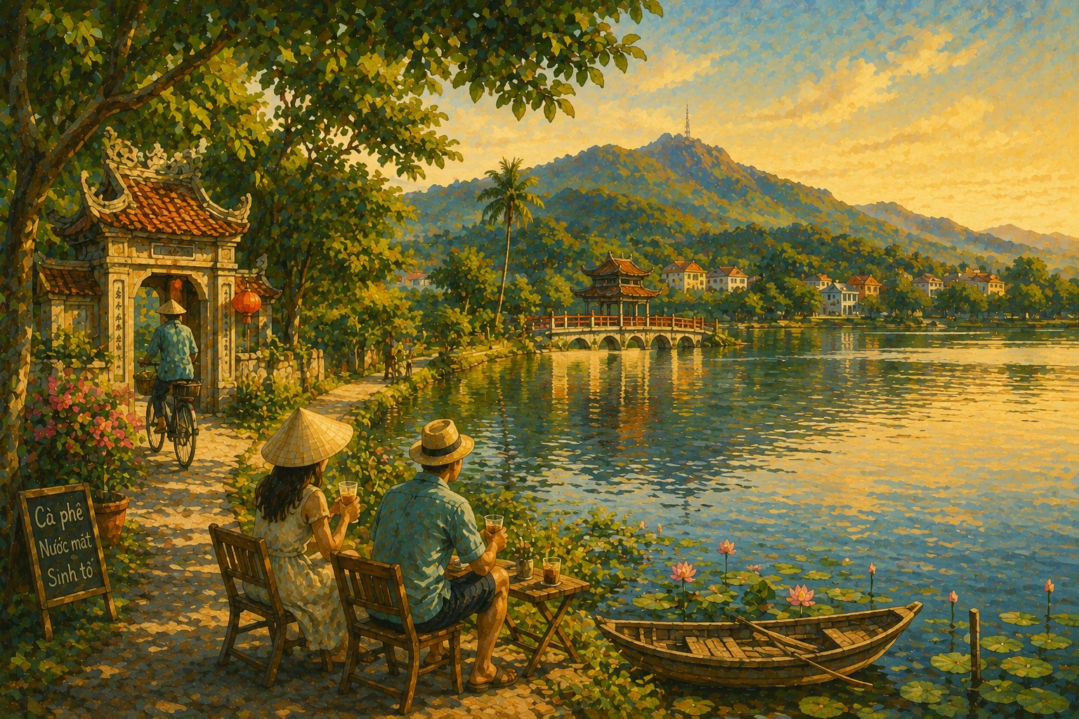 Atmospheric illustrated view of Hoa Trung Lake