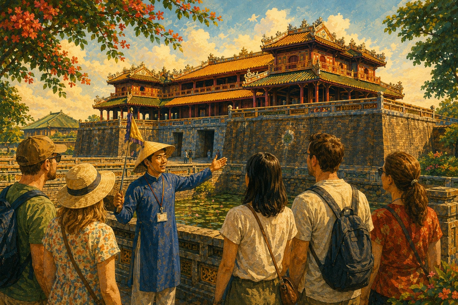 Travelers enjoying Imperial City Guided Tour in Hue