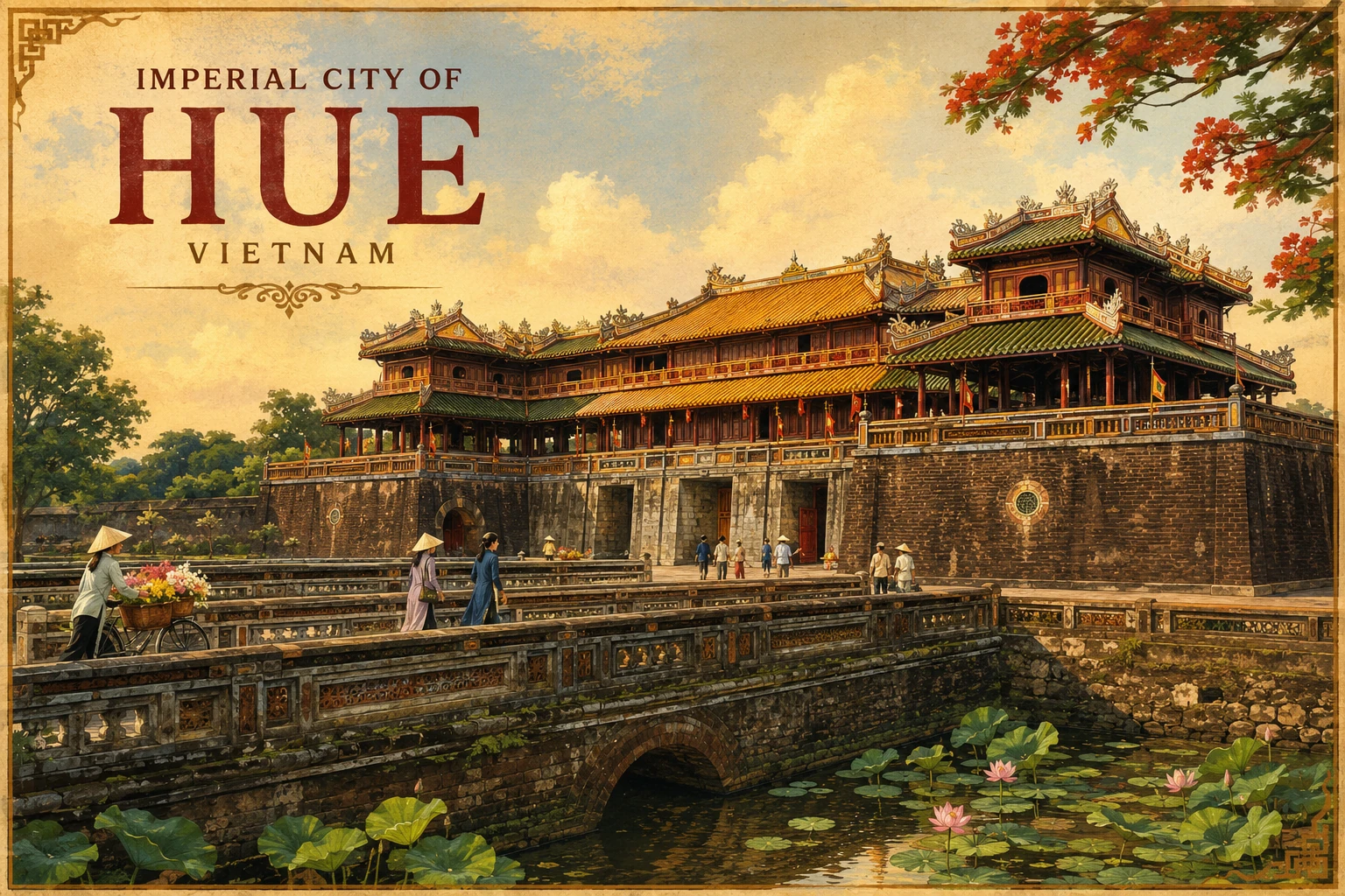 Illustrated view of Imperial City Hue in Hue