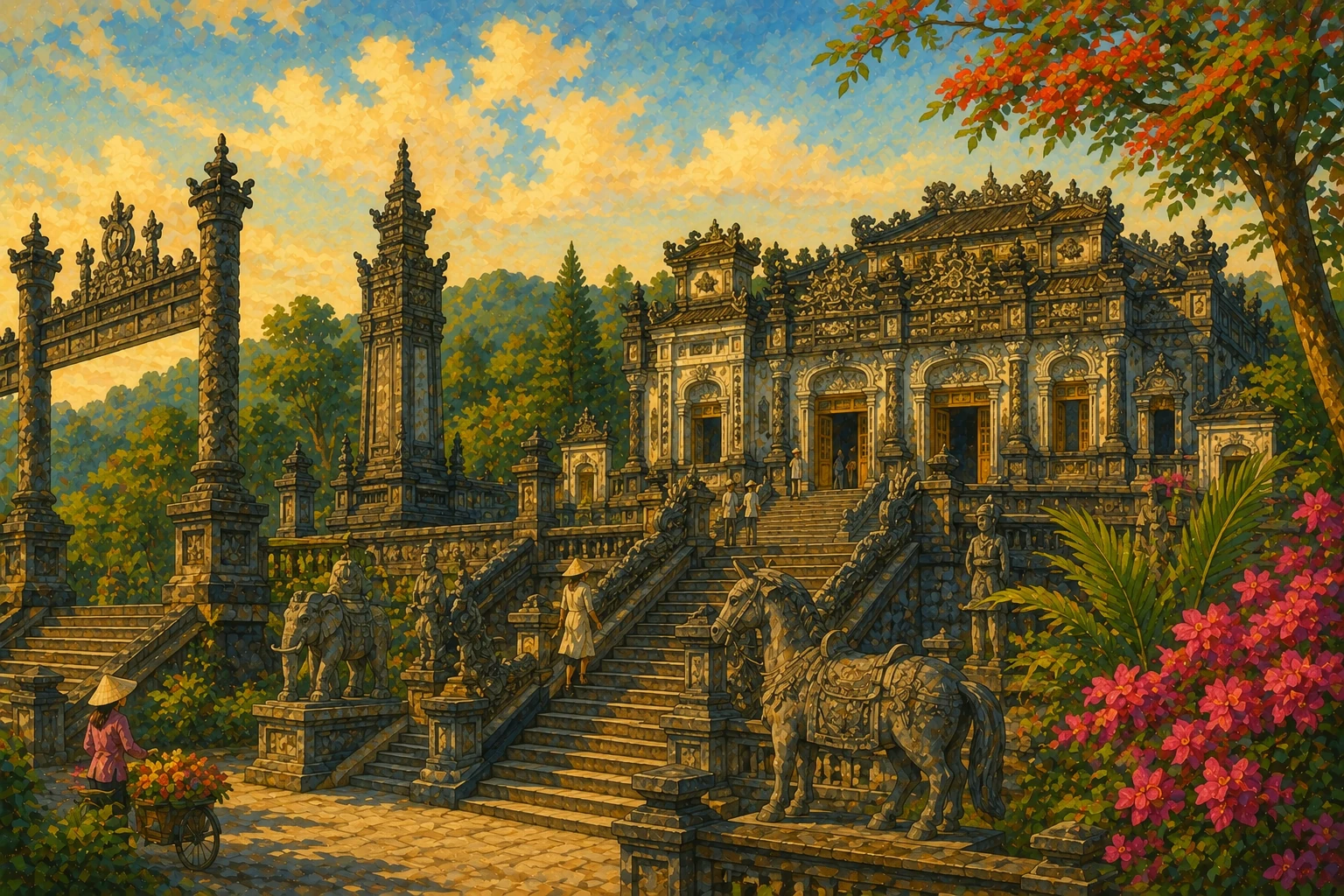 Illustrated view of Tomb Khai Dinh in Hue