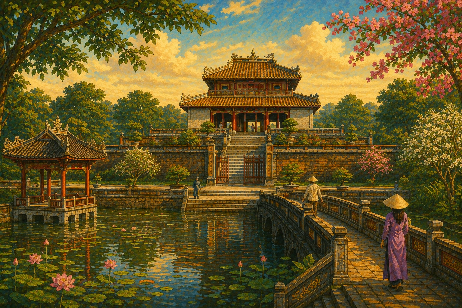 Illustrated view of Tomb Minh Mang in Hue