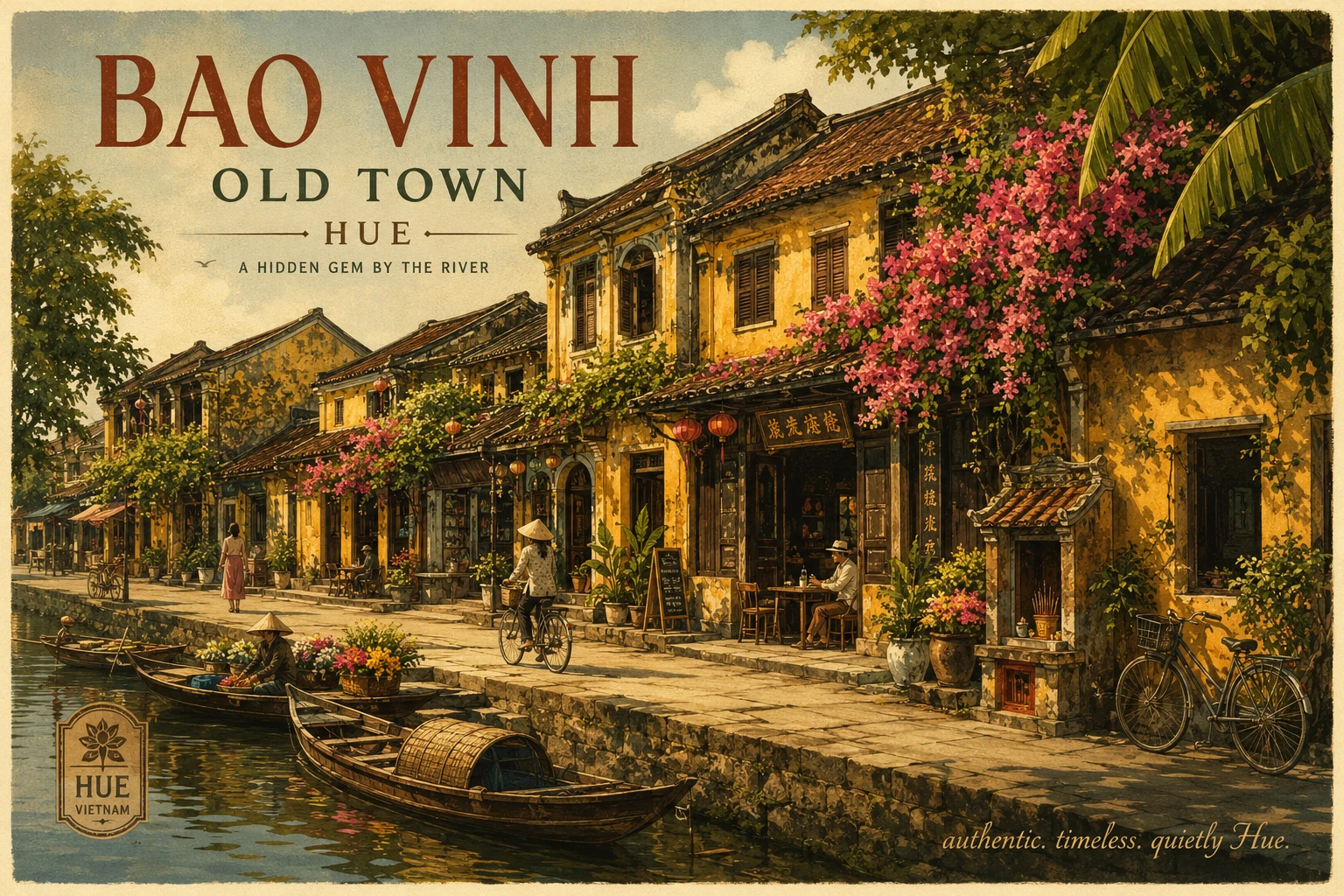 Atmospheric illustrated view of Bao Vinh Old Town