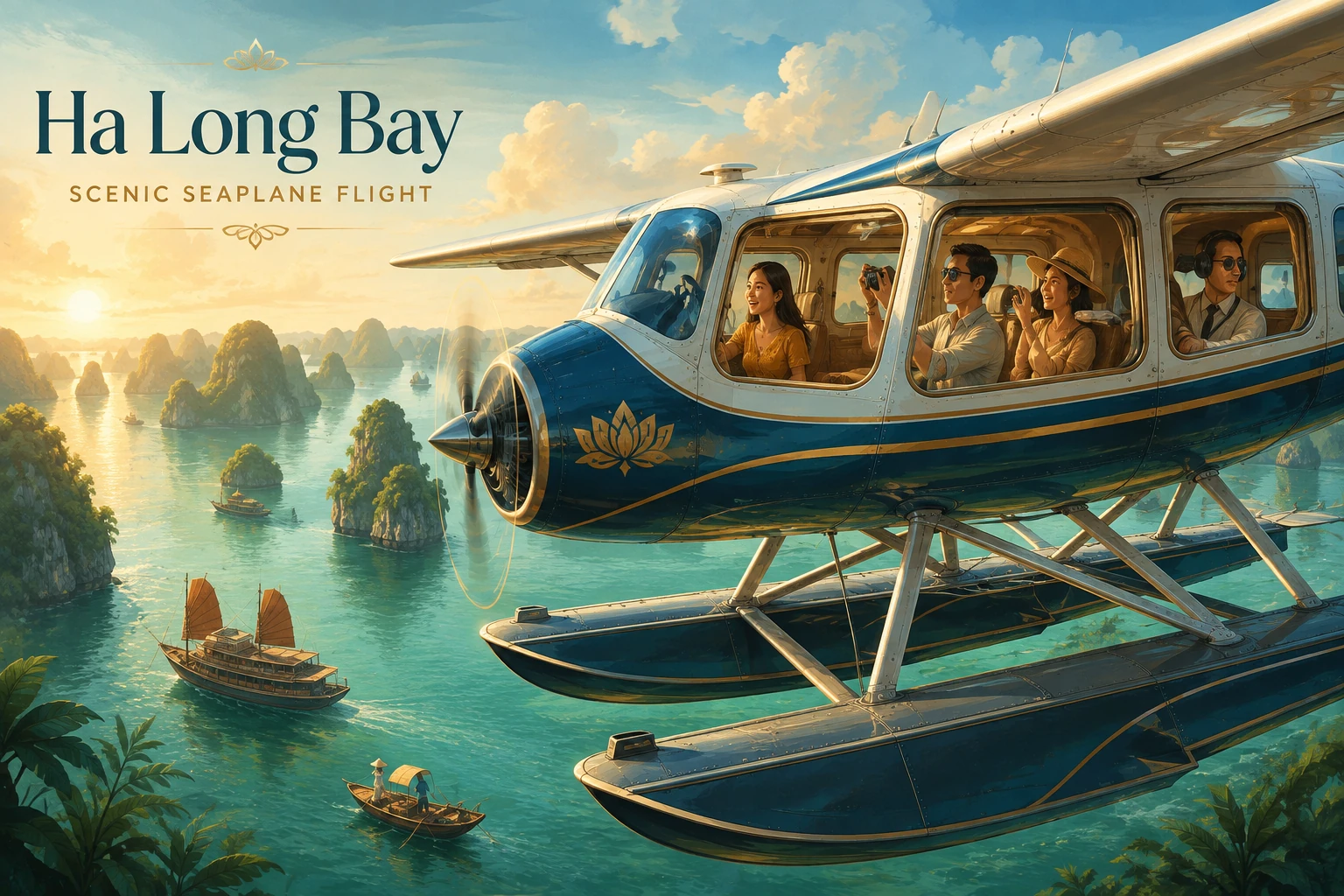 Travelers enjoying Scenic Seaplane Flight in Ha Long Bay