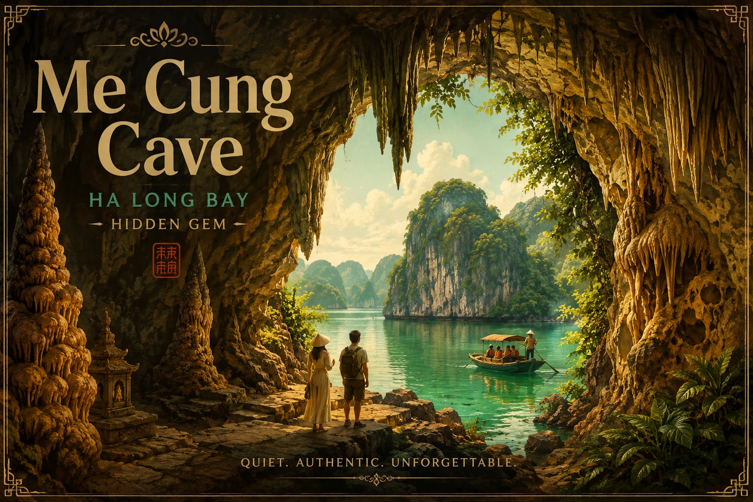 Atmospheric illustrated view of Me Cung Cave