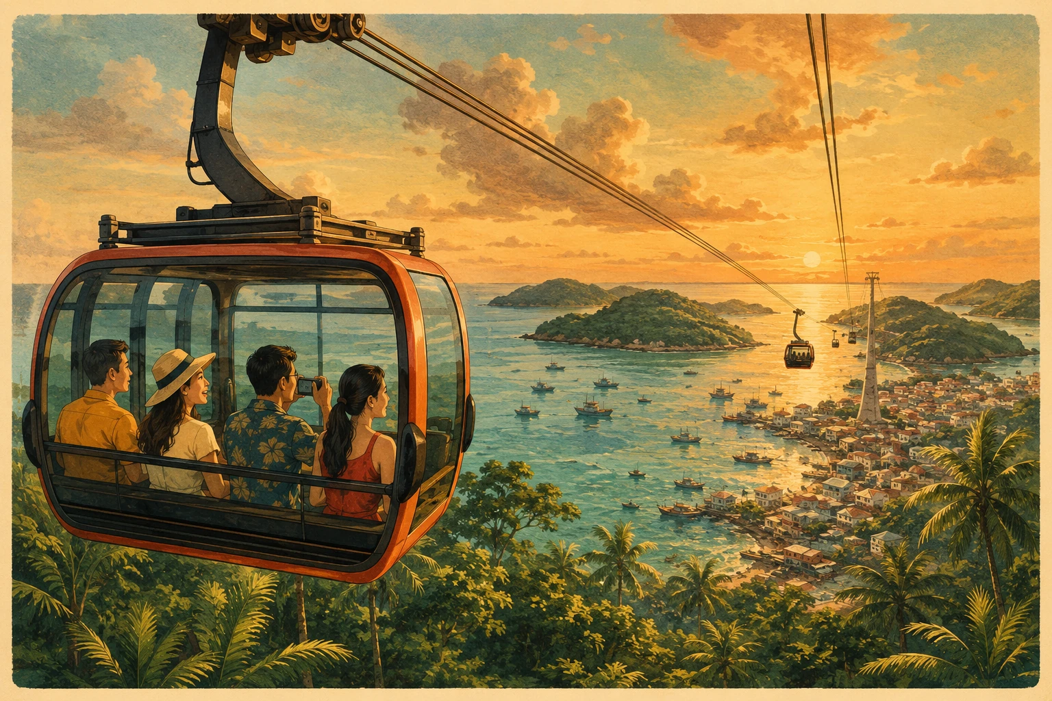 Travelers enjoying An Thoi Islands Cable Car Experience in Phu Quoc