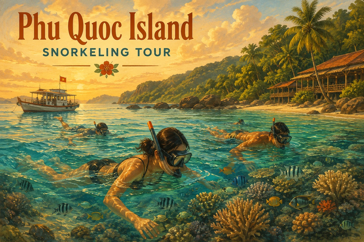 Travelers enjoying Phu Quoc Island Snorkeling Tour in Phu Quoc