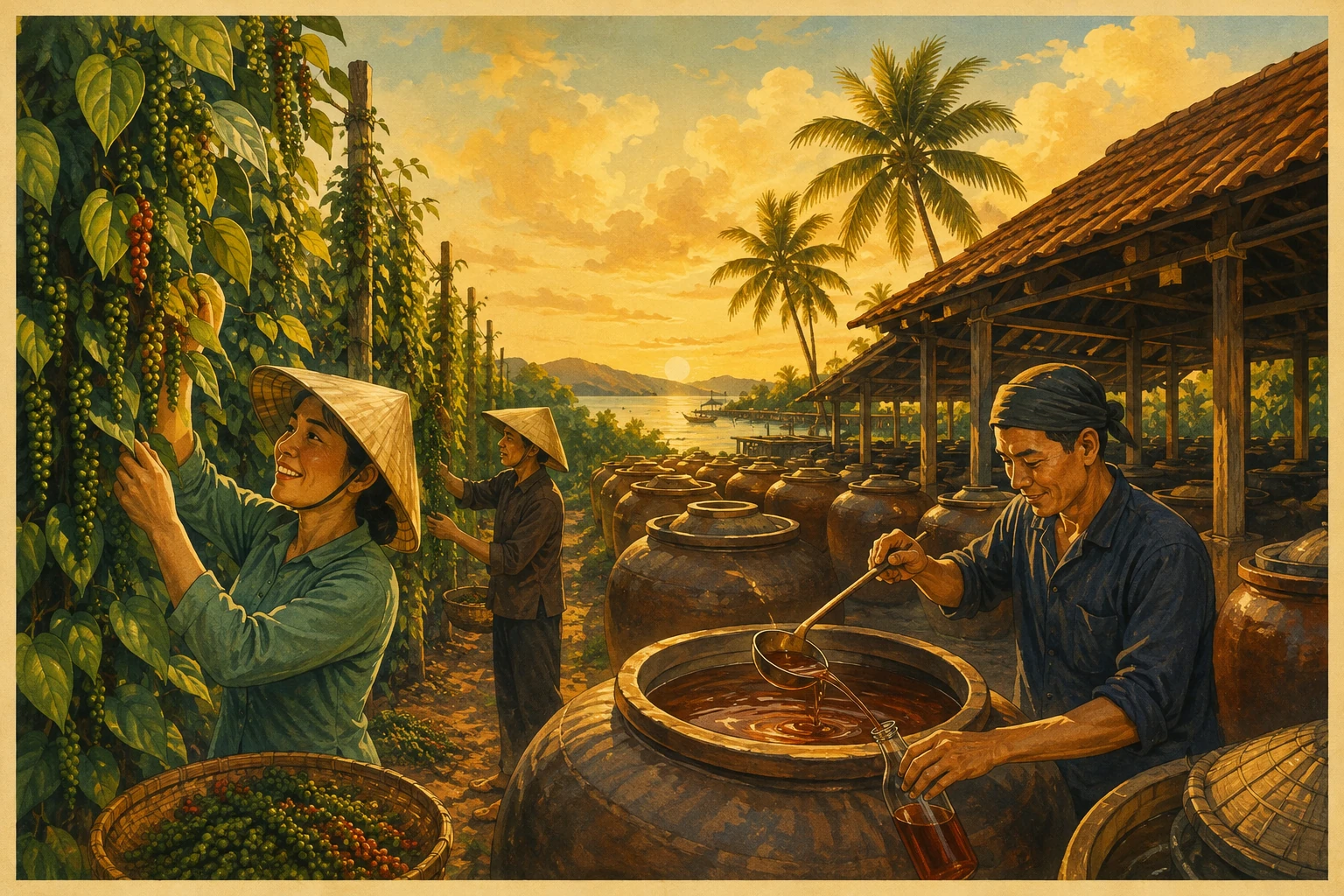 Travelers enjoying Phu Quoc Pepper Farm and Fish Sauce Tour in Phu Quoc
