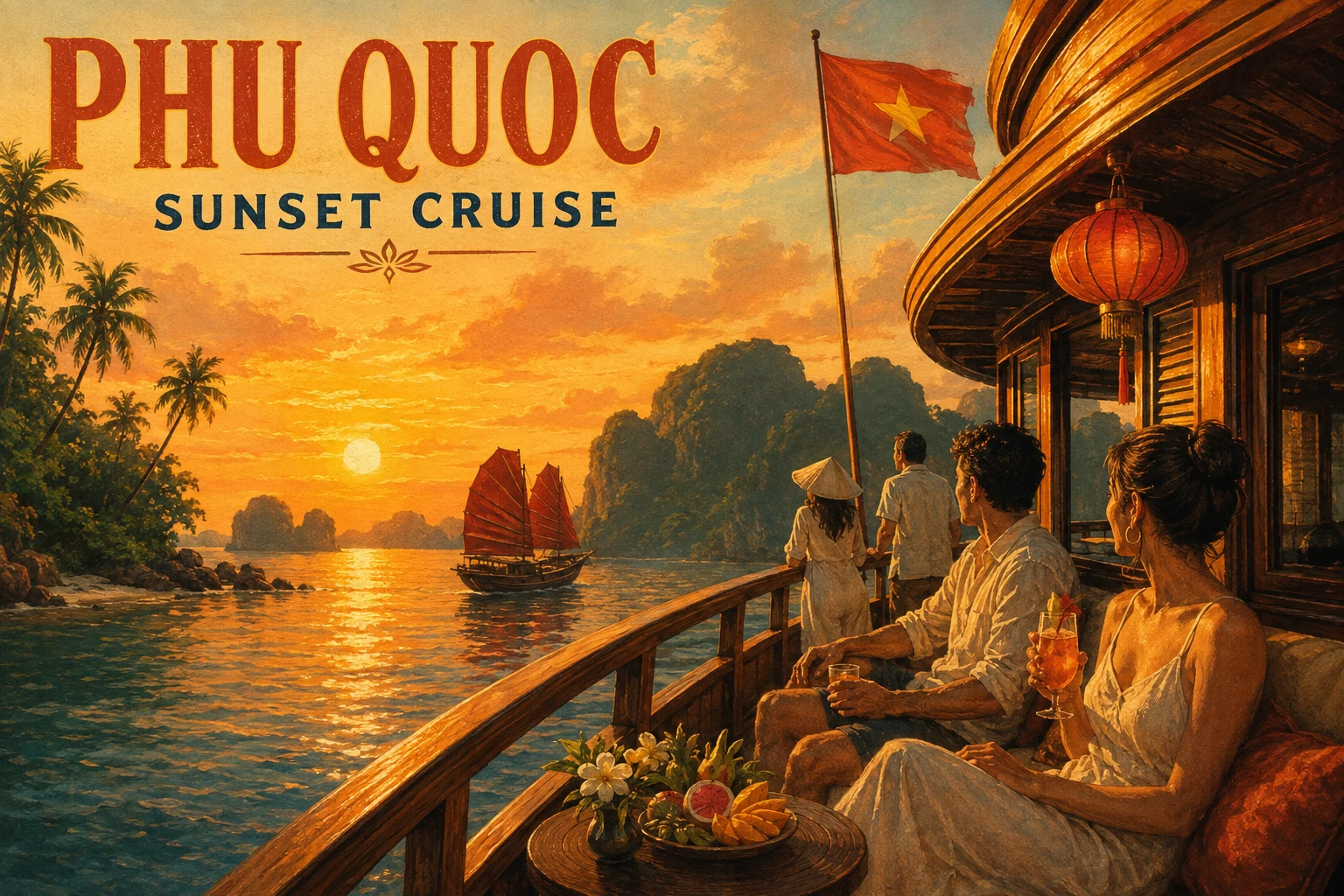 Travelers enjoying Phu Quoc Sunset Cruise in Phu Quoc