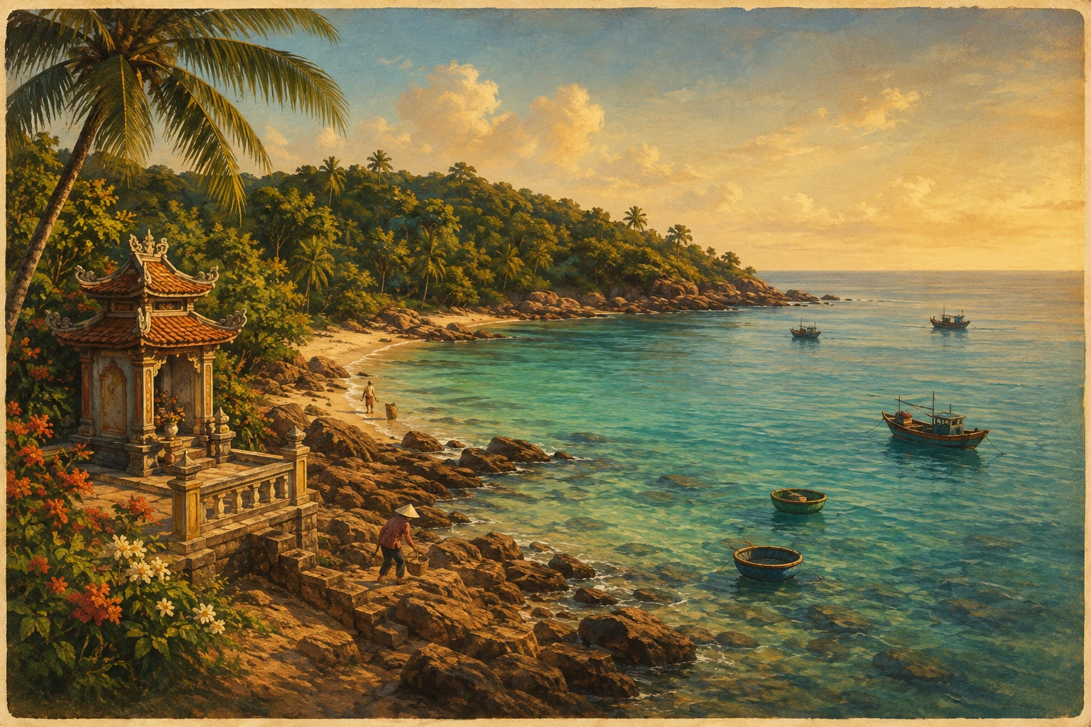 Atmospheric illustrated view of Ganh Dau Cape