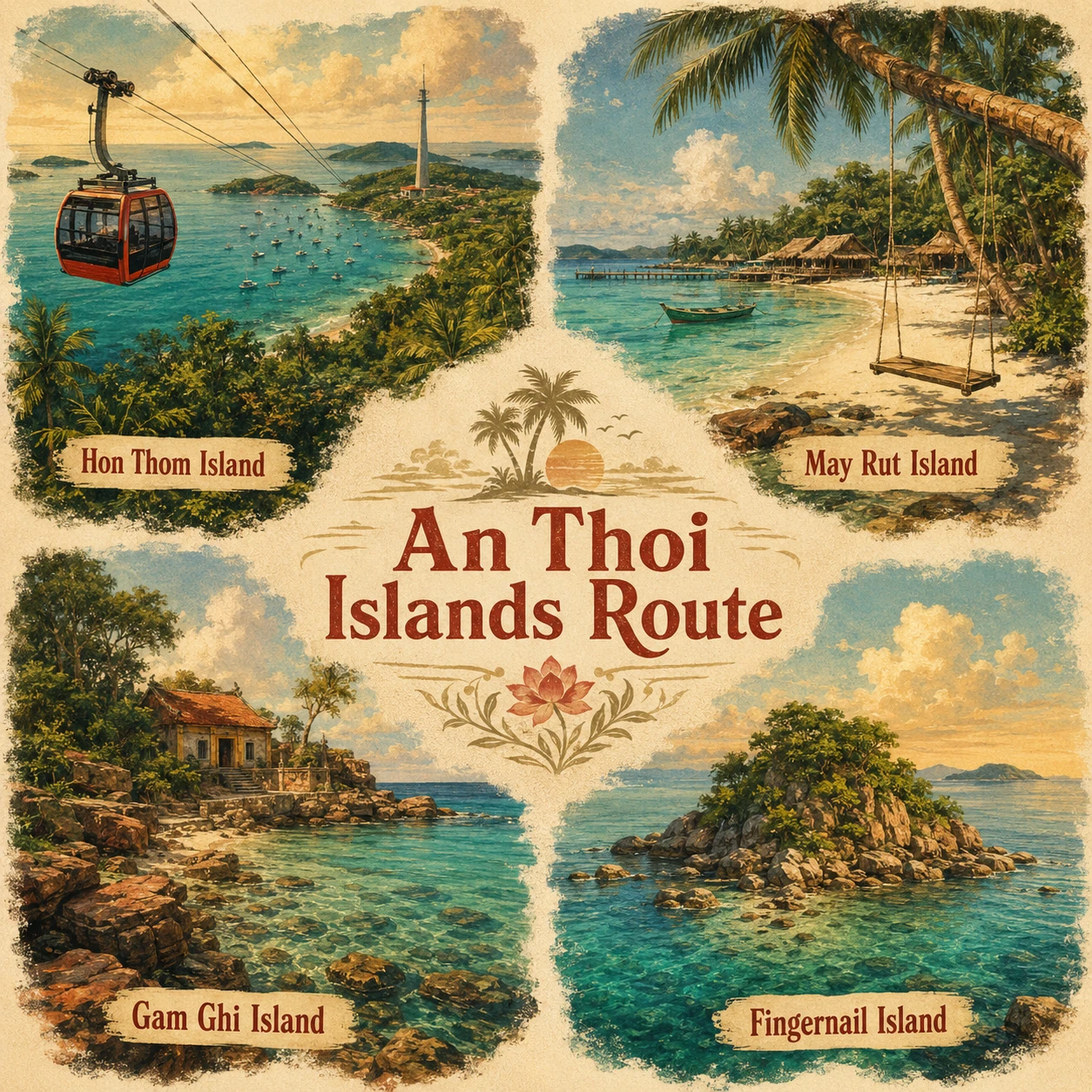 Illustrated An Thoi Islands route in Phu Quoc