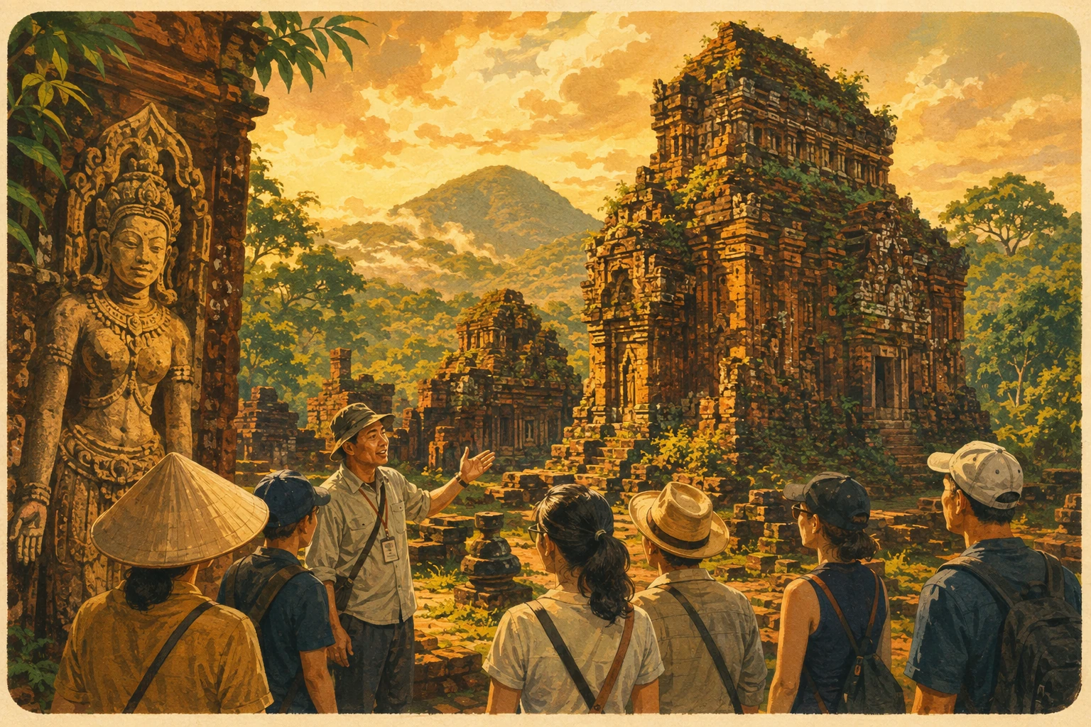 Travelers enjoying My Son Sanctuary Guided Tour in Quang Nam