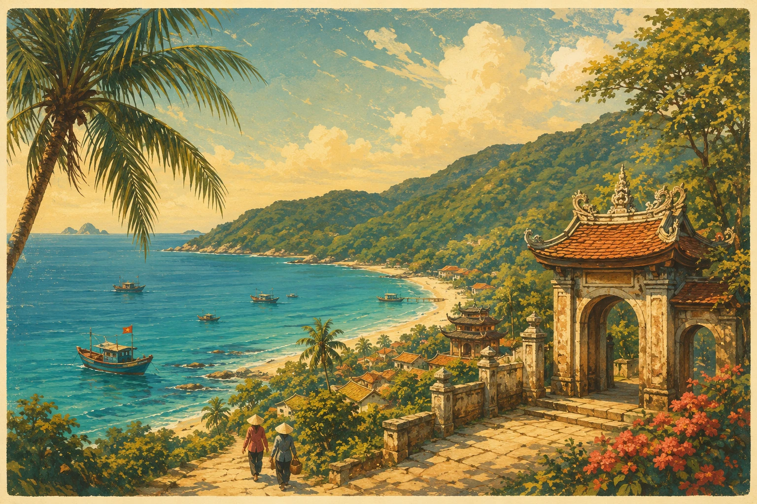Illustrated view of Cham Islands in Quang Nam
