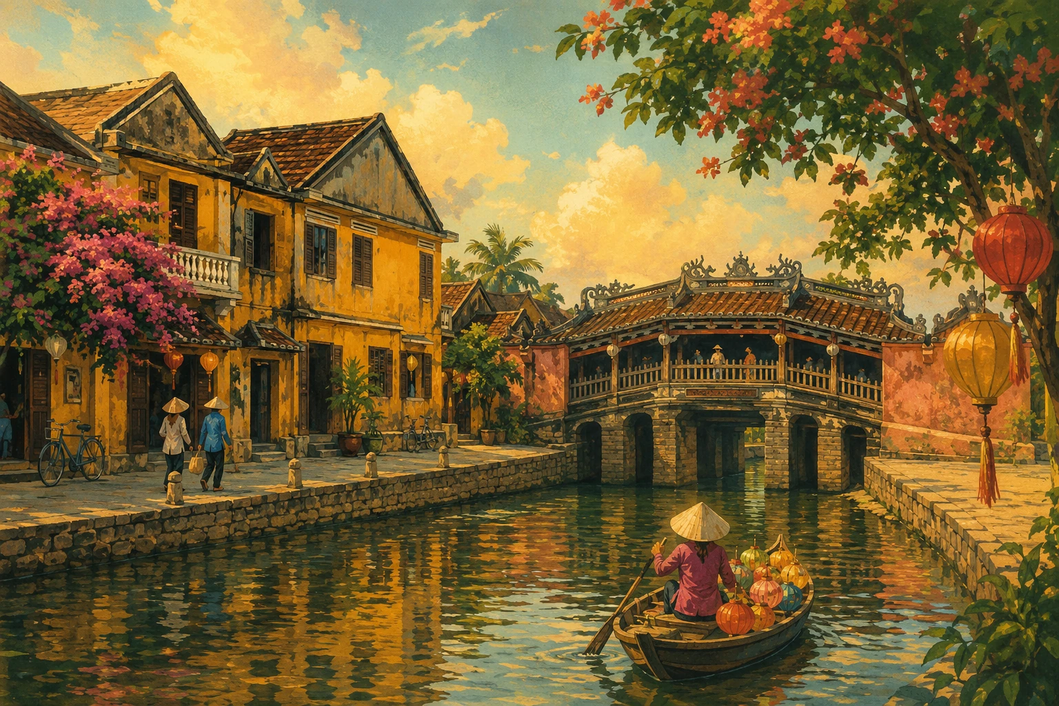 Illustrated view of Hoi An Ancient Town in Quang Nam