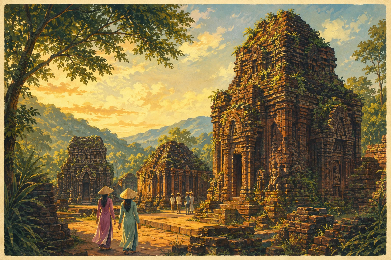Illustrated view of My Son Sanctuary in Quang Nam