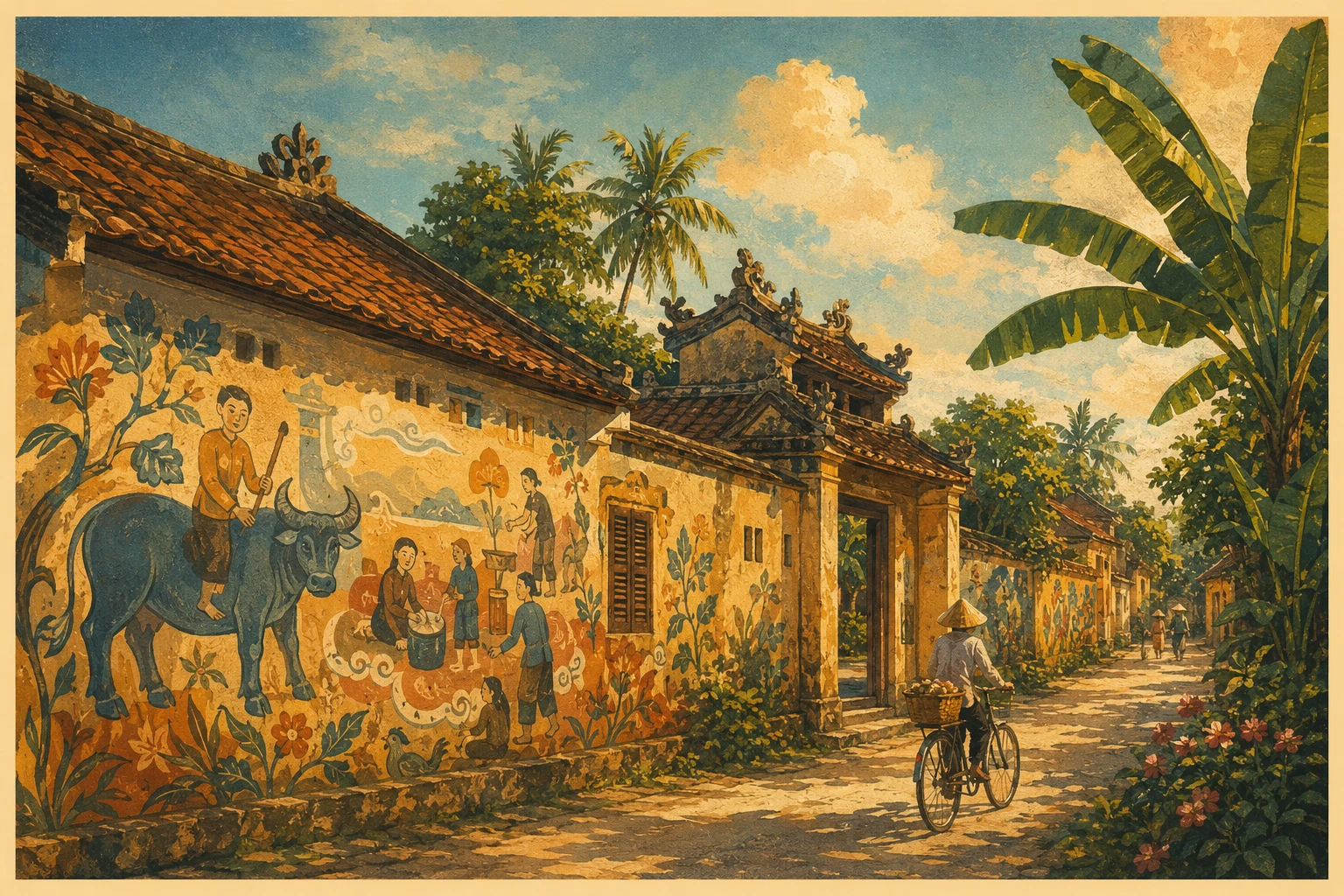 Illustrated view of Tam Ky Mural Village in Quang Nam