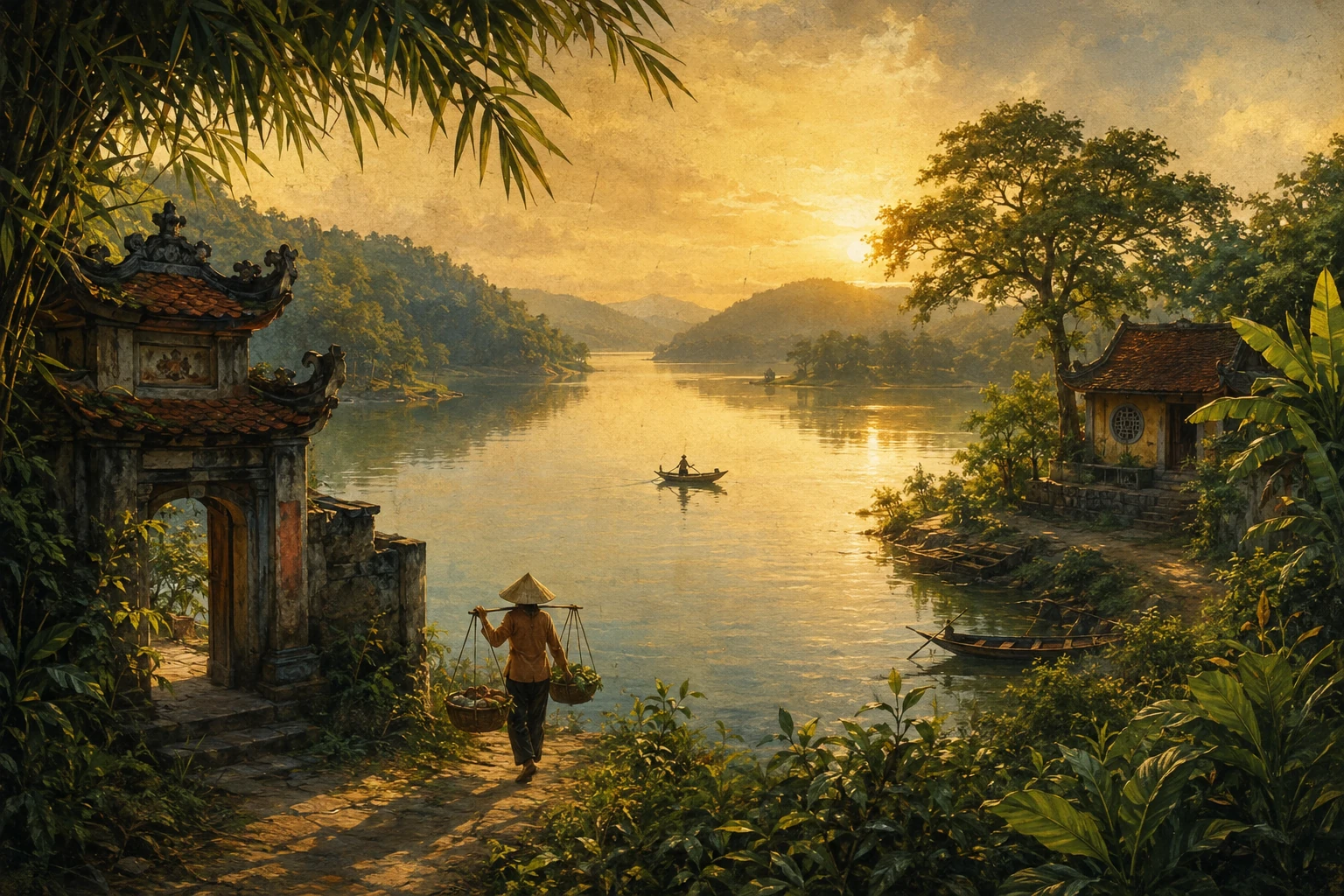 Atmospheric illustrated view of Phu Ninh Lake