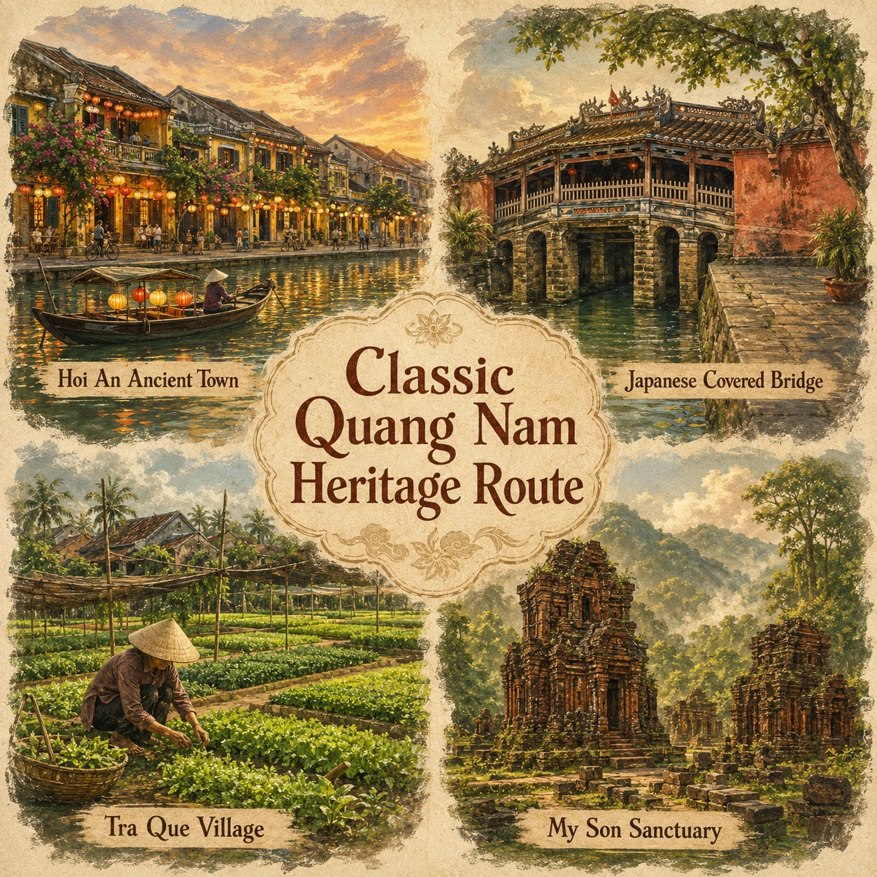 Illustrated Classic Quang Nam Heritage route in Quang Nam