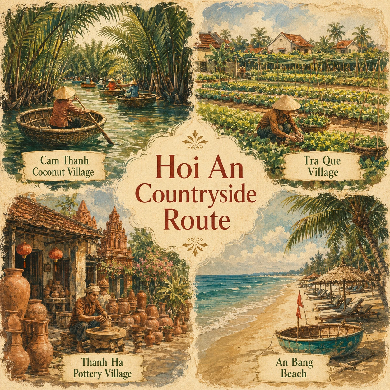 Illustrated Hoi An Countryside route in Quang Nam