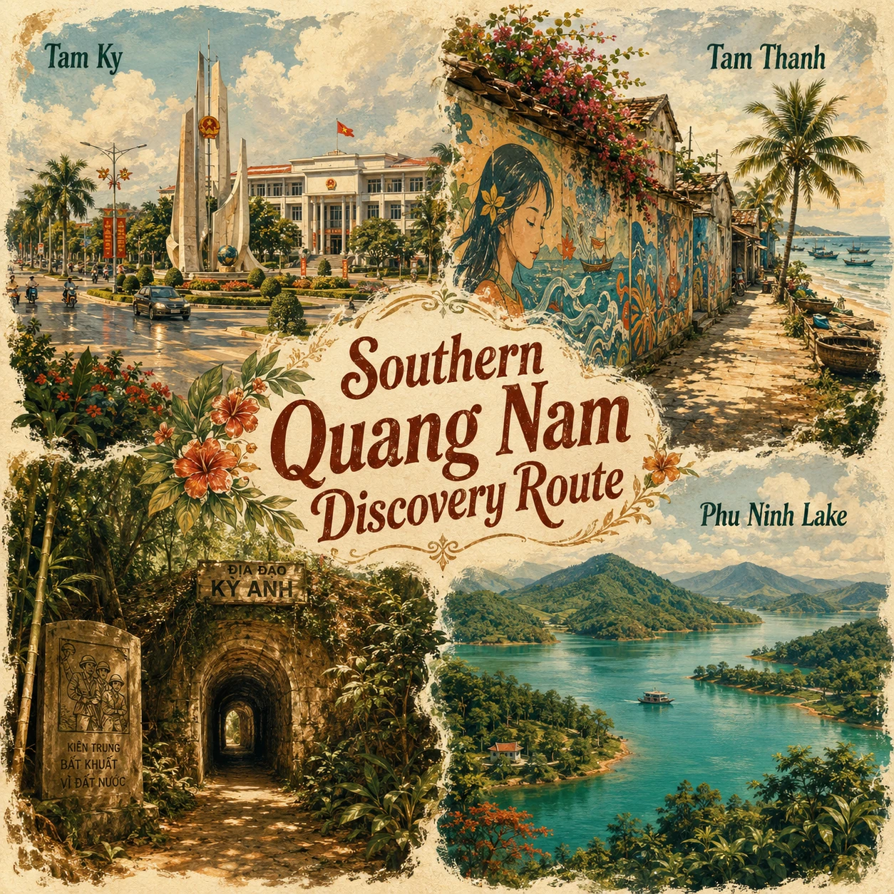 Illustrated Southern Quang Nam Discovery route in Quang Nam