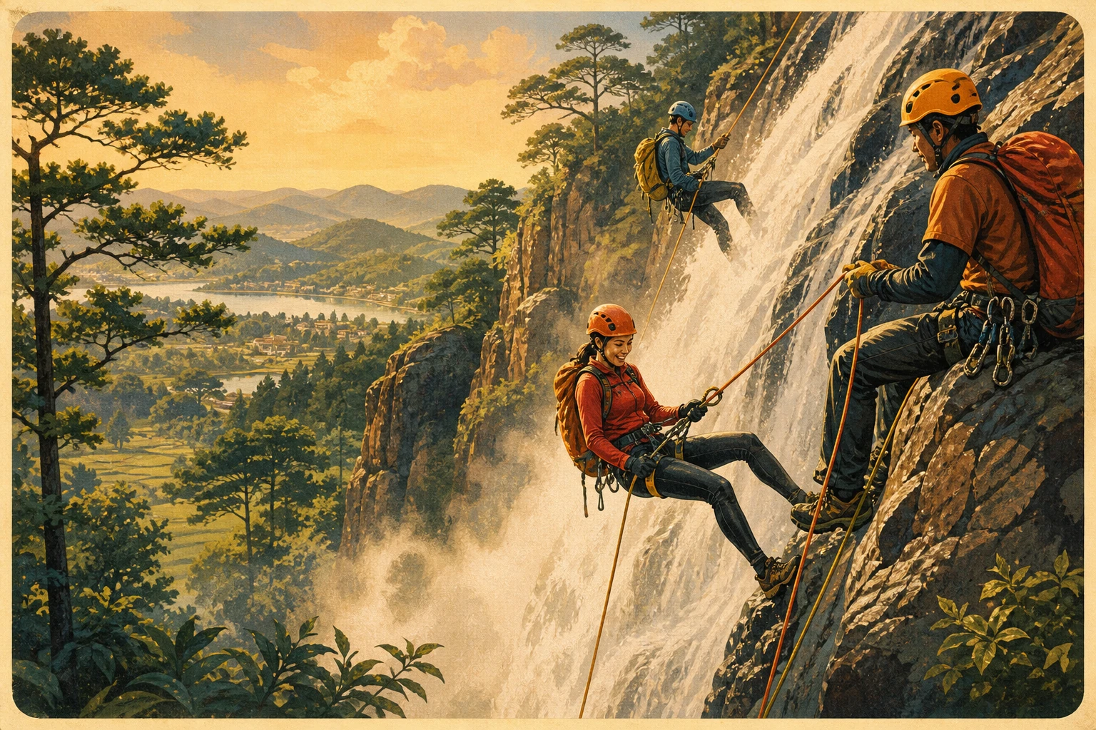Travelers enjoying Da Lat Canyoning Adventure in Lam Dong