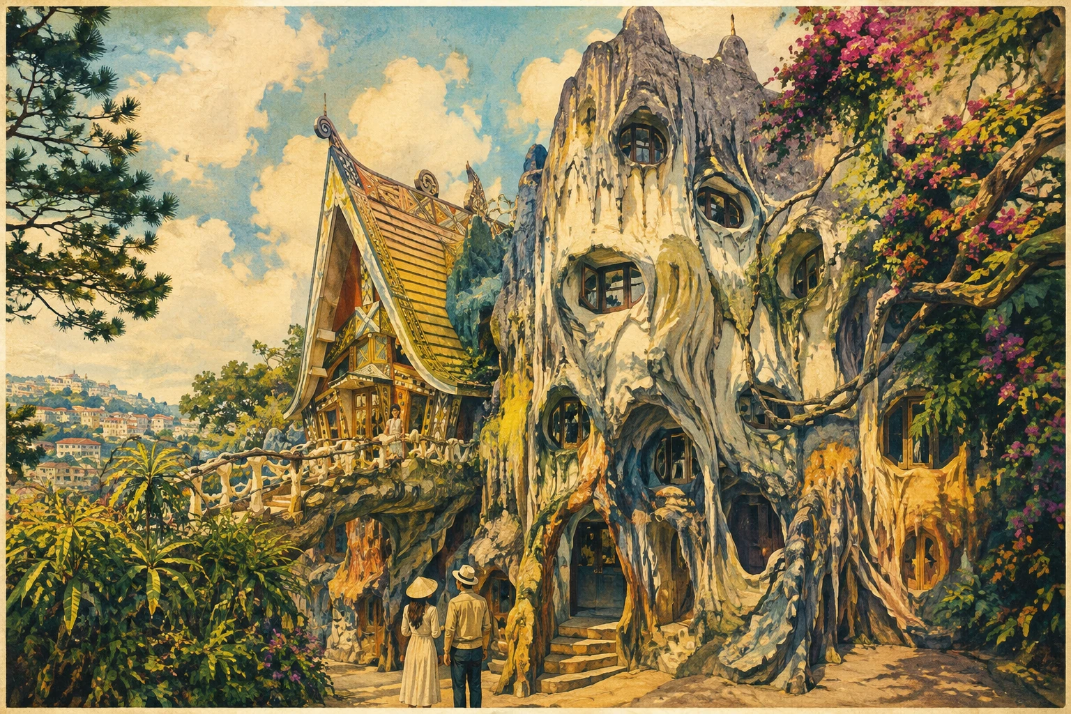 Illustrated view of Crazy House Da Lat in Lam Dong
