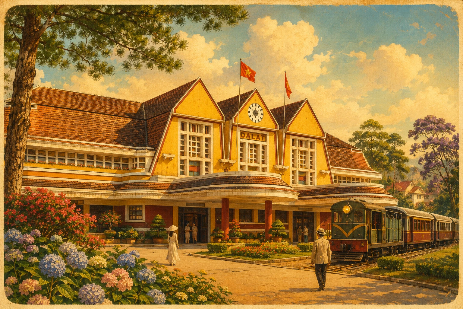 Illustrated view of Da Lat Railway Station in Lam Dong