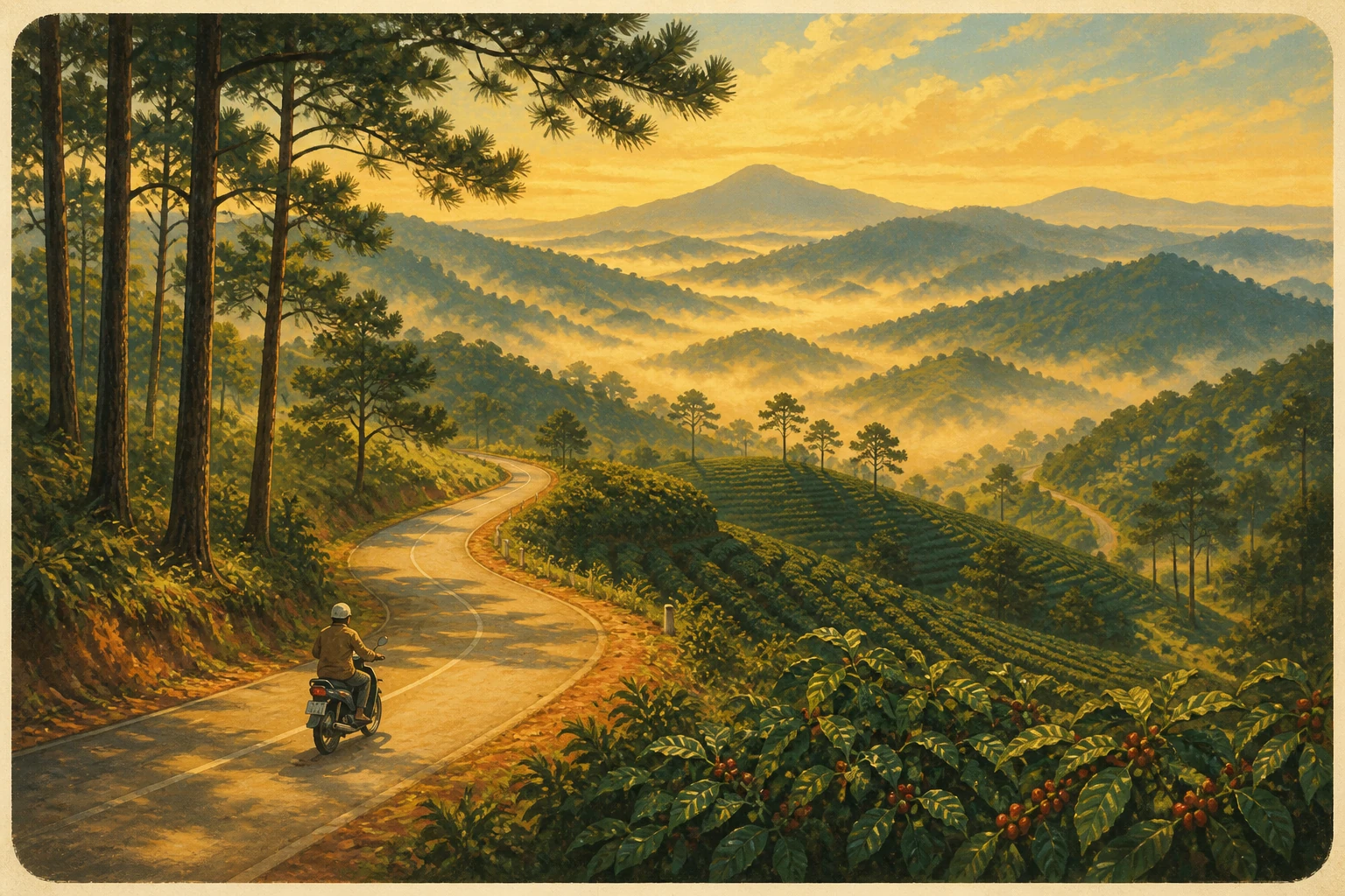 Atmospheric illustrated view of Ta Nung Pass