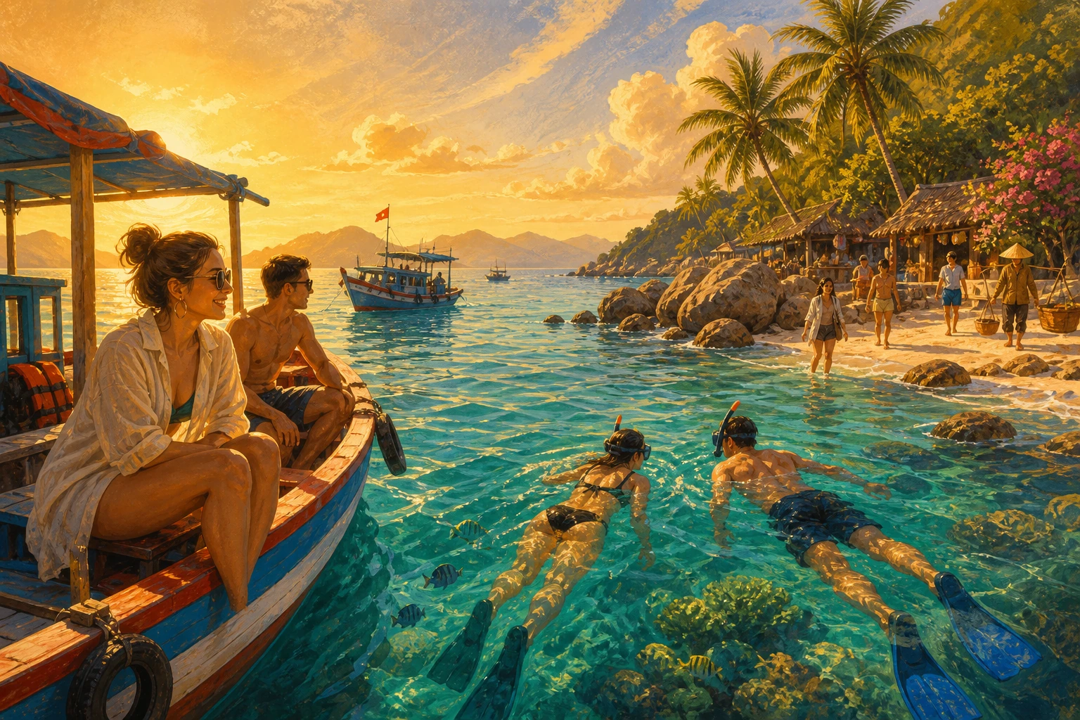 Travelers enjoying Nha Trang Island Hopping Tour in Nha Trang