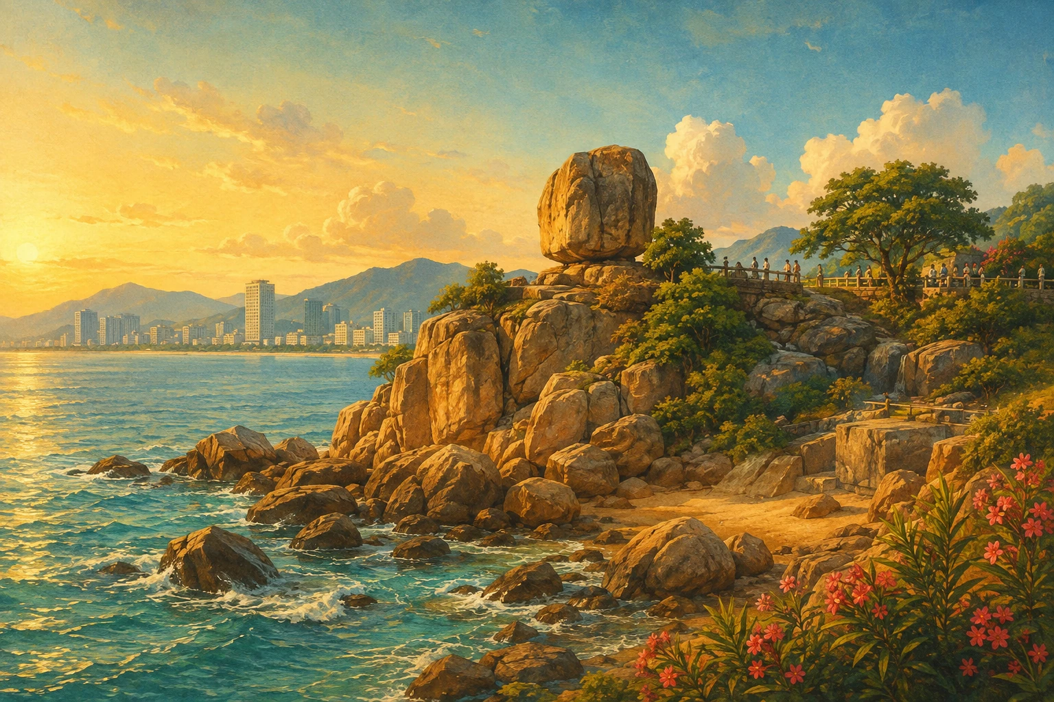 Illustrated view of Hon Chong Promontory in Nha Trang