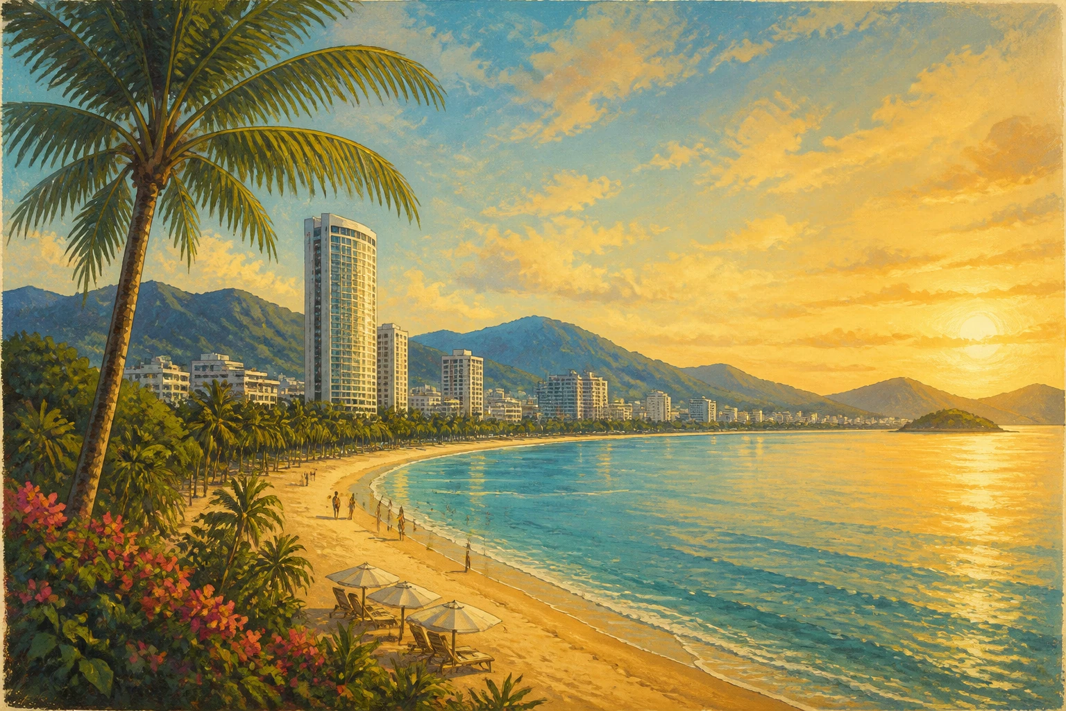 Illustrated view of Nha Trang Beach in Nha Trang