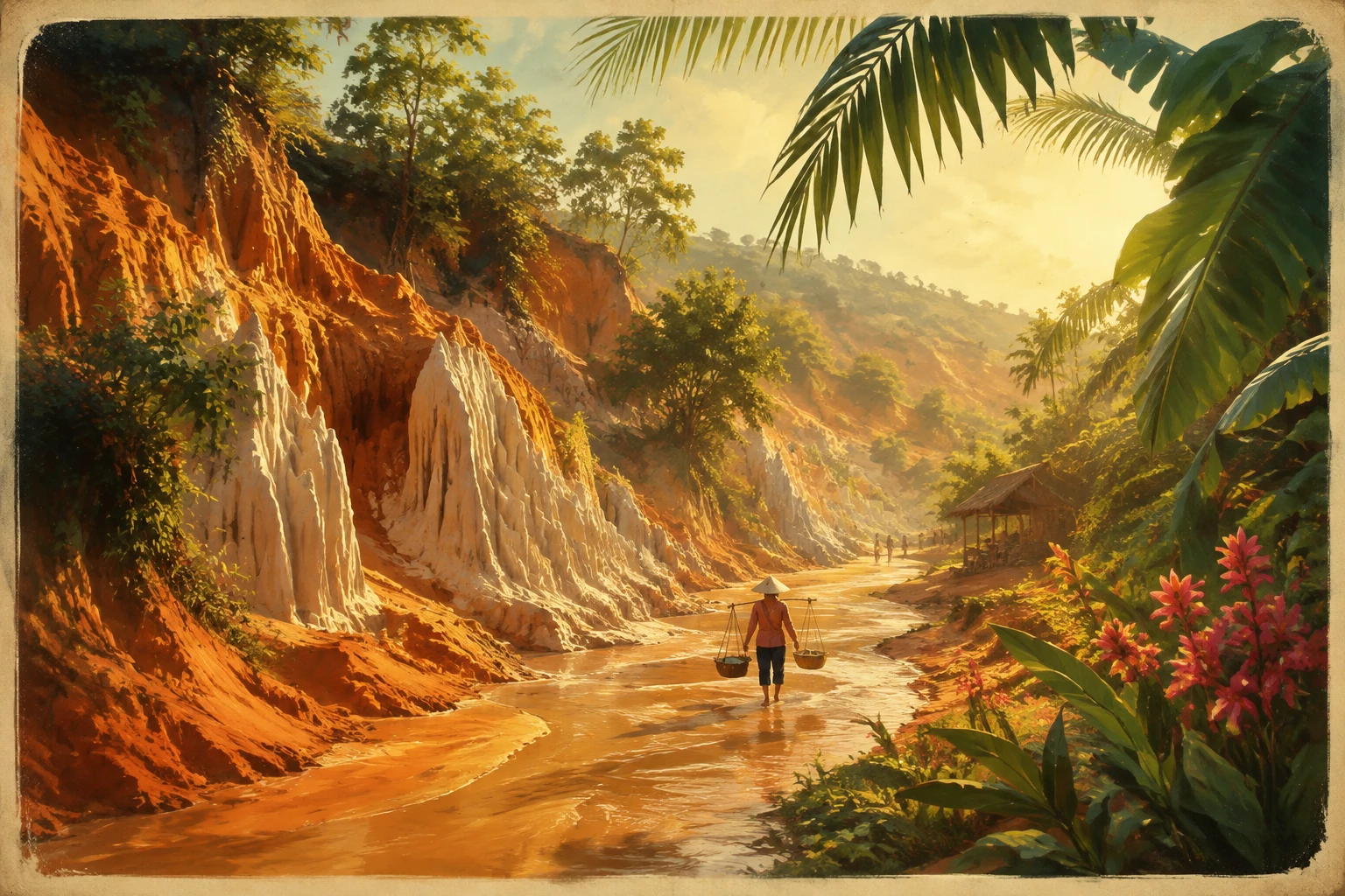Atmospheric illustrated view of Hon Ba Nature Reserve