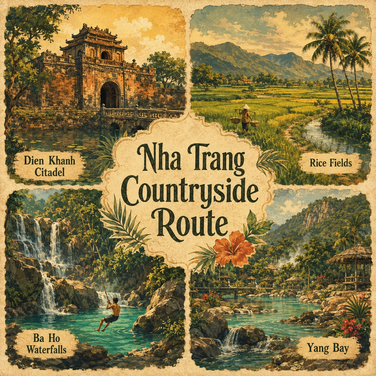 Illustrated Bay and Mountain route in Nha Trang