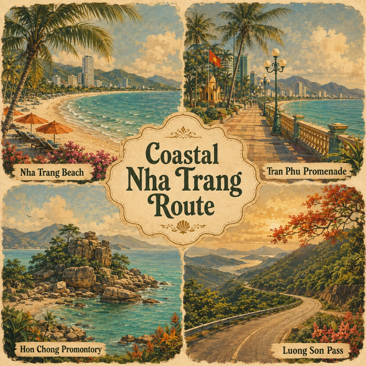 Illustrated Coast and Countryside route in Nha Trang