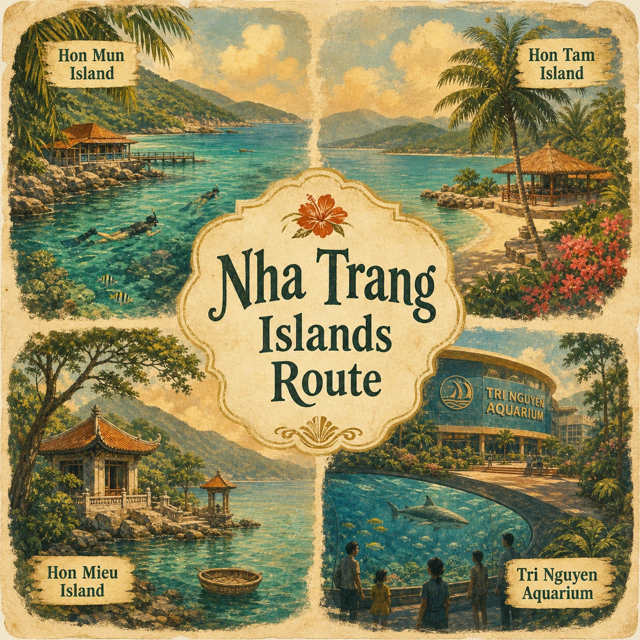 Illustrated Nha Trang Islands route in Nha Trang