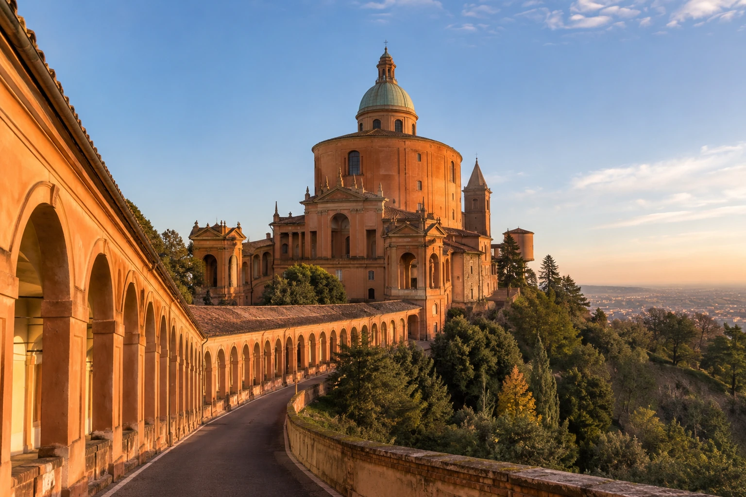 Sanctuary of San Luca and its long covered portico above Bologna