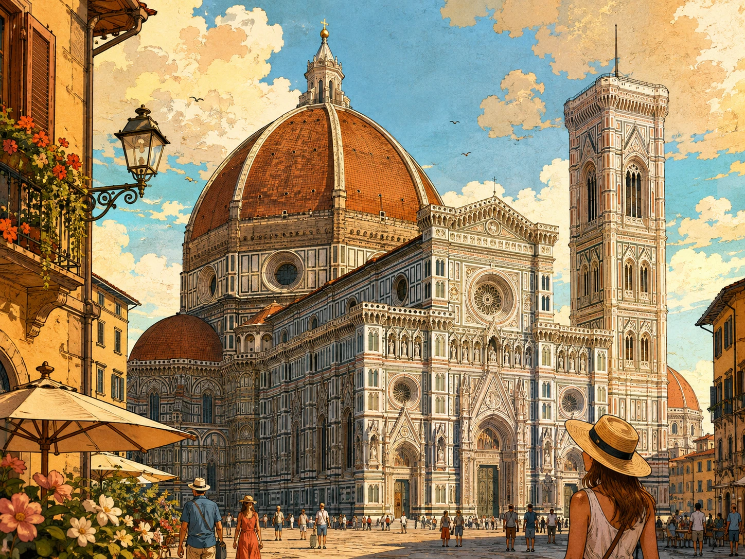 Florence Duomo and Giotto's Campanile in warm Tuscan light