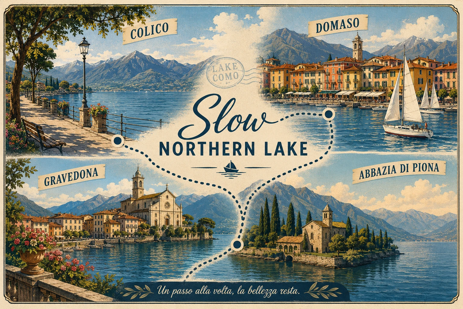 Quiet waterfront village on northern Lake Como