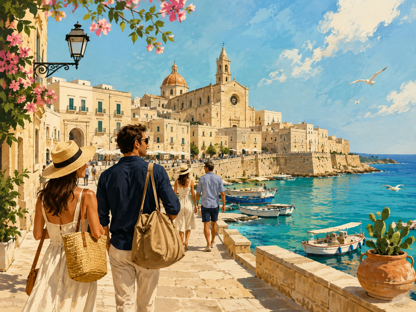 Travelers arriving in Otranto for a coastal day trip from Lecce